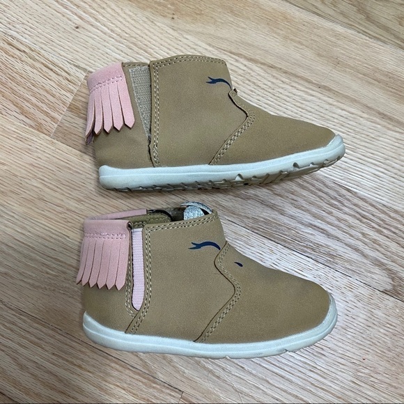 Carter’s Unicorn Ankle Boots Sz 5.5 Brown Girls Baby Brown Pink - Picture 2 of 8